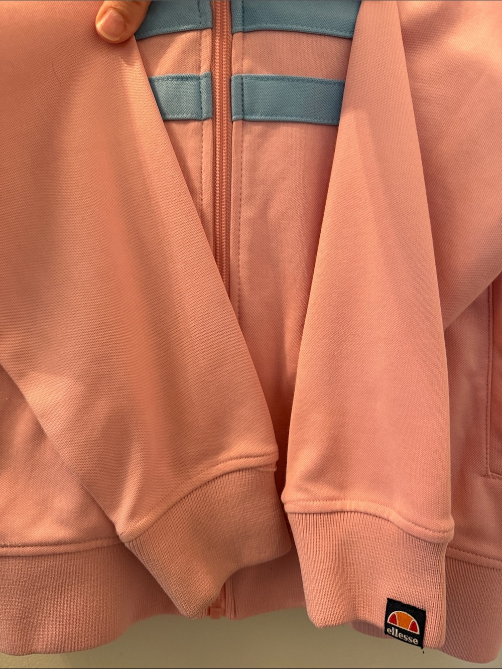 Ellesse Pink Zip-Up Track Jacket with Light Blue Stripes - Picture 5 of 9